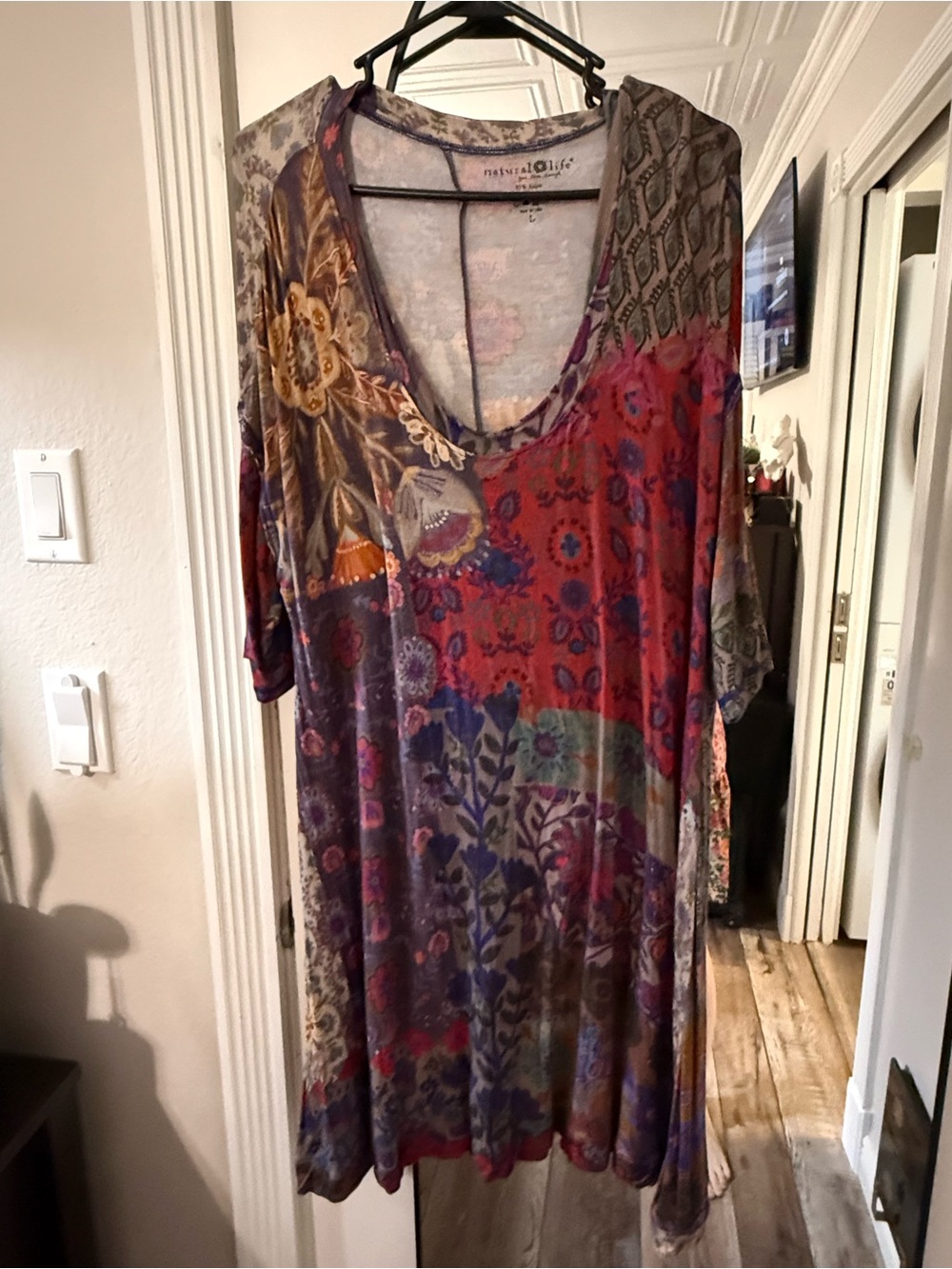 NATURAL LIFE Multicolor Floral Boho Tunic - Red, Purple, Blue, Brown
